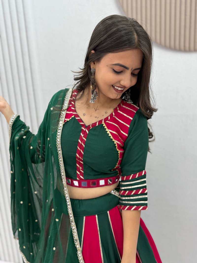 Pc 589 Pure Cotton Real Hand Work Navratri Lehenga Choli